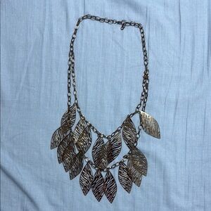 Silver Cascading Leaf Necklace with Textured Charms